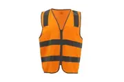 Hi Vis Safety Zip Up Vest Reflective Tape Pocket Workwear Day Night Visibility