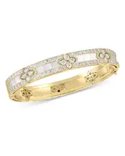 Roberto Coin 18K Yellow Gold Love in Verona Mother of Pearl & Diamond Flower Bangle Bracelet