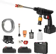22 Bar Cordless Pressure Washer, 5m Hose Portable Pressure Washer with 2 Pack 6000mAh Rechargeable Battery, Pressure Cleaner for Car/Floor/Garden Cleaning & Watering