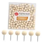 Wood Push Pins 120 Pcs,Decorative Wooden Thumb Tacks for 120 Pcs Map Tacks