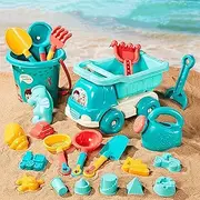 24 Piece Kids Beach Toy Set with Sand Truck for Children Ages 3 to 10 Outdoor Sandbox Beach Toys Includes Sand Buckets Shovels