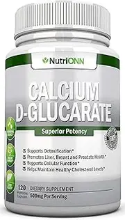 Calcium D-Glucarate - 500mg - 120 Vegetable Capsules - Superior Potency To Support Liver Detoxification, Estrogen Metabolism & Hormonal Balance- Helps With Weight Loss, Prostate, Breast & Colon Health