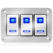 Rocker Switch Panel – 3 Gang Aluminum Toggle Switch Panel, 12V/24V Switch Panel,