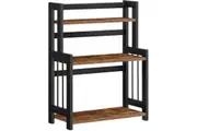 SONGMICS Brown & Black 3-Tier Spice Rack with Bamboo Frame