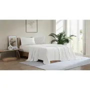 Ardor Boudoir Single Frankie Stripe Reversible Bed Sheet/Pillowcase Set NTRL