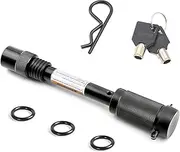 Trailer Hitch Receiver Pin Lock, 5/8 Inch Dia Heavy Duty Steel Tow Receiver Hitch Lock with 8 Rubber O-Rings, 2" or 2-1/2" Receiver Universal for Class III IV Hitches, Trailer, Truck, Car and Boat