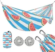 Blue White Striped Fruit Watermelon 330lb Capacity Outdoor Hammock with Portabl Carry Bag Rope Hammock for Patio Backyard Lounge Base hamaca para acampar
