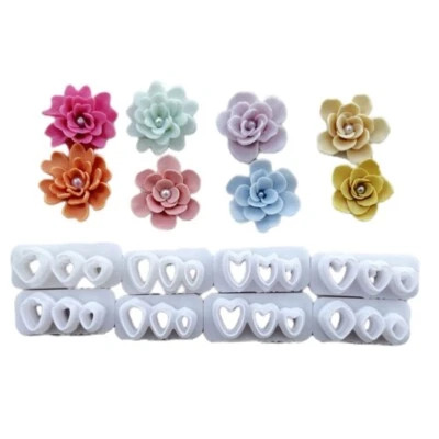 8x 3D Flower Clay Cutter Pottery Tool Clay Earring Cutter for Jewelry Making