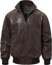 [FLAVOR] Men's Real Leather Bomber Casual Jacket
