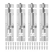 4 Pcs 4.72 x 1.38 Inch Barrel Bolt Door Latch Lock with Screws Silver