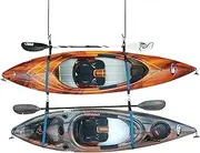 Double Kayak Storage Strap System - for Indoor and Outdoor Kayak & SUP Paddle Board Hangers - Comes with Paddle Clips - PS1954, Black; Turquoise