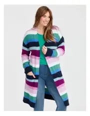 [Taking Shape] Longline Multi Stripe Cardigan Multi Stripe