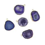 Geode Druzy Yellow Gold Plated DIY Single Bail Making Connector Lot of 5 Pcs