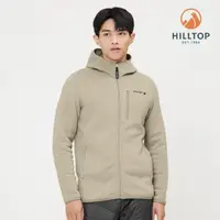 在飛比找momo購物網優惠-【Hilltop 山頂鳥】保暖連帽刷毛外套 男款 卡其｜PH