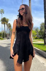 All Mine Black Lace Mini Dress