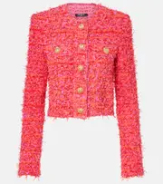 [Balmain] Balmain Sequined cropped tweed jacket UK 12 pink