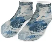[QMNVBDS] Anime White Fox Socks Ankle Length Socks Casual Short Socks for Women Men Low Cut Sports Socks Running Socks No Show Socks Ankle Socks Athletic Socks Workout Socks, Style, One Size, Style, One