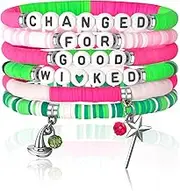 6Pcs Bracelets for Elphaba Glinda Friendship Bracelets, Green Pink Festival Presents for Fans' Birthdays, and Party Favors Presents for Fans (Style 2), Polymer Clay