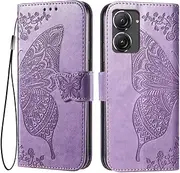 [EASSGU] Leather Mobile Phone Case for ASUS Zenfone 10 / ASUS Zenfone 9 (5.9 Inches) Flip Folio Magnetic Case with 3 Card Slots, 1 Wallet, Drop-Resistant, Scratch-Resistant Case - Light Purple