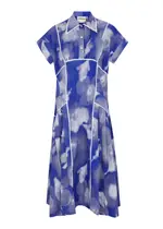 Lovebirds Printed Cotton Midi Dress - Indigo - S (UK10-12) S (UK10-12)