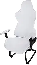 Universal Gaming Chair Cover,Rotating Armchair Gaming Chair Cover,Elastic Soft Polyester Fabric,Four Seasons Game Video Office Computer Boss Chair(White)