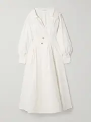 [Altuzarra] Altuzarra - Isabela Pleated Cotton-blend Poplin Midi Shirt Dress - White - FR 40 FR 40 White