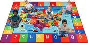 Classroom Carpets Kid Rug, USA Map Design 7.7'×13.3' Classroom Rug for Kindergarten Primary School, Preschool Rugs for Classroom Learning Area, Nylon Surface, Non-Slip Latex Backing