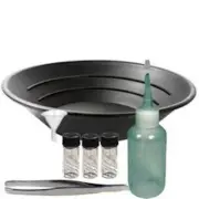 Sluice Monkey 10" Black Pan, 3oz Sniffer, 3 Glass Vials, Funnel, Tweezer
