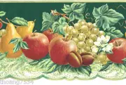 Fruit Apple Grape Pear Green Lace Table Cloth Kitchen Die Cut Wall paper Border