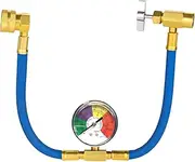 Ohleats R134A Refrigerant Charge Hose Kit, 15.4" R134a AC Refrigerant Charging Hose with Gauge, Auto A/C Refrigerant Dispensing Valve Recharge Nylon Hose Kit, Car Accessories