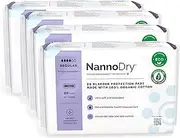 NannoDry Natural Incontinence Pads - Organic Cotton Bladder Leakage Pads - Pregnancy, Postpartum & Menopause Pads for Women and Men - Nannocare Regular (20 Count (Pack of 4) - 12" Long
