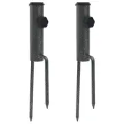 Galvanized Steel Parasol Stand Set of 2 with Ground Spikes 9x35 cm