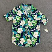 Teddi Top Womens Medium Multicolor Floral Button Up Rayon Casual Mom