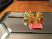Hand Crafted Cane Glass and Resin Bracelet and earring set. One of a kind!