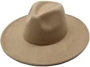 [FONSMAY] Winter Womens Felt Fedoras Big Brim Hats for Women Vintage Church Hat Lady Flat Brim White Jazz Caps