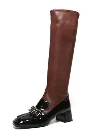 Prada Milano Vernice Nappa Women's Brown Leather Boots N3785 Size 35 EU