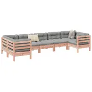 vidaXL 7 Piece Garden Sofa Set with Cushions Solid Wood Douglas Fir
