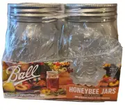 Ball Mason 16 oz HONEYBEE collectible canning jars. 4pk. NIP.