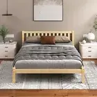 Bed Frame Double Wooden Bed Base with Solid Wood Pine Timber Slats, Mattress Bas