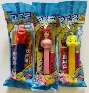 Disney’s LITTLE MERMAID - PEZ Dispensers - SEBASTIAN, ARIEL & FLOUNDER - MIB