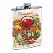 California Wine Art Em1 8oz Stainless Steel Flask Drinking Whiskey Liquor