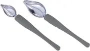 OFFSCH 2 Pcs Piping Spoon Kitchen Gadgets Frying Pasta Cups Tongs Tweezers Table Spoons Ramen Spoons Pot Wok Beads Spoon Appetizer Pan Cooking Condiment Stove Cookware Silver Silica Gel