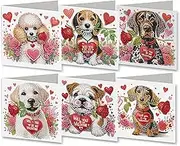 Huipalon Diamond Painting Cards 6 Packs Cute Dog-Themed Diamond Painting Cards with Envelope Set DIY Animal Diamond Art Greeting Card Rinestone Embroidery Art Kit for Friends Family Lovers