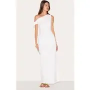 White Knot Shoulder Maxi Dress, White
