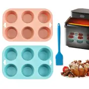 Silicone Muffin Pan - 6-Cavity Nonstick Baking Tray for Muffins Cupcakes Brow...