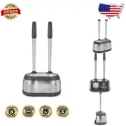 Compact Round Stainless Steel Bath Caddy with Toilet Brush & Plunger Design