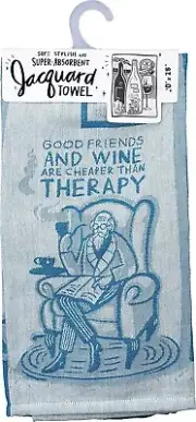 Jacquard Kitchen Towel 'Good Friends and Wine are Cheaper Than Therapy' 450092