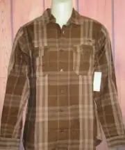 MENS MARC ECKO LONG SLEEVE BROWN PLAID SHIRT SIZE S