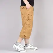 Men's Cargo Shorts Shorts Capri Pants Hiking Shorts Elastic Waist Multi Pocket Plain Comfort Wearable Casual Daily Going out Sports Stylish ArmyGreen Black