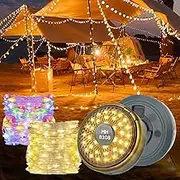 Camping String Lights, 2 in 1 Outdoor Camping Lights USB Rechargeable 8M Tent Lights String with 8 Lighting Modes Waterproof Portable LED Lamp for Camping Essentials Gear AWN Tent RVs Travel Holiday